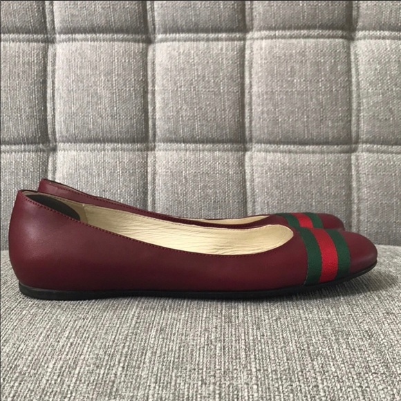 Authentic Gucci ballet flats red w/green size 38 8 - Picture 2 of 3